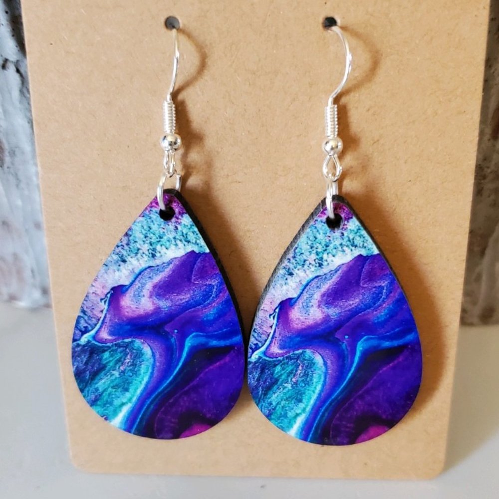 Marble Pattern Multicolor Teardrop Earrings